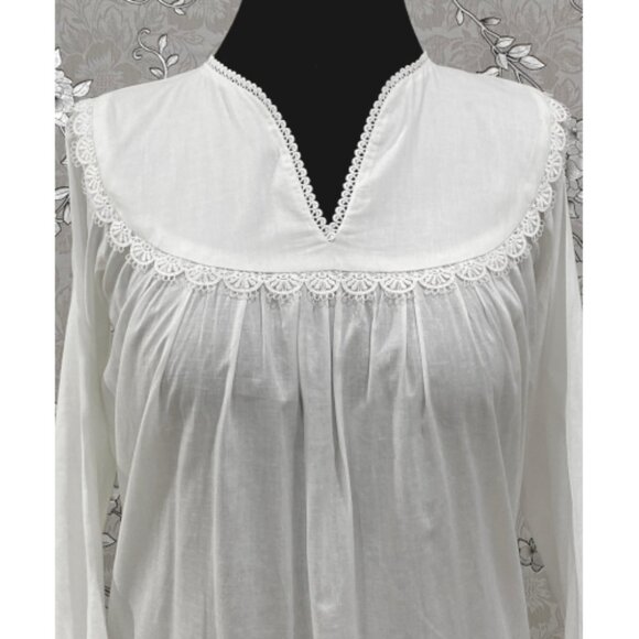 SoieRose 100% Cotton Victorian – Long Sleeve White Vintage Sleepwear SR-1208 - Picture 3 of 9